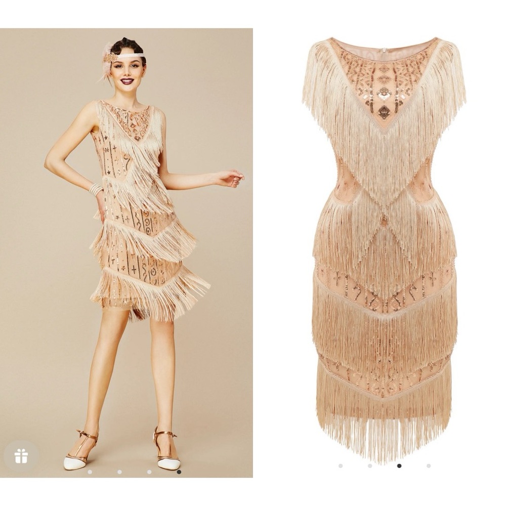 Babeyond Multi-Layer Tassel Sequin Flapper Dress,… - image 1